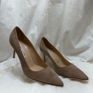 Manolo Blahnik Taupe Suede Heels